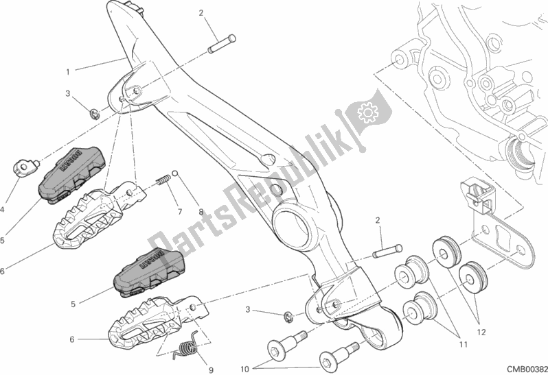 Toutes les pièces pour le Repose-pieds Droit du Ducati Hypermotard SP 821 2014